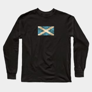 Vintage Aged and Scratched Scottish Flag Long Sleeve T-Shirt